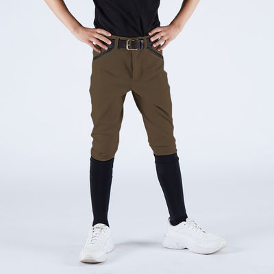 320gsm Horse Riding Pants 6-15 Years Old Boys Brown Knee Silicone Eqeustrian Breeches