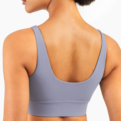 Nylon Spandex Deep V Neck Sports Bra Gathered Skin Friendly