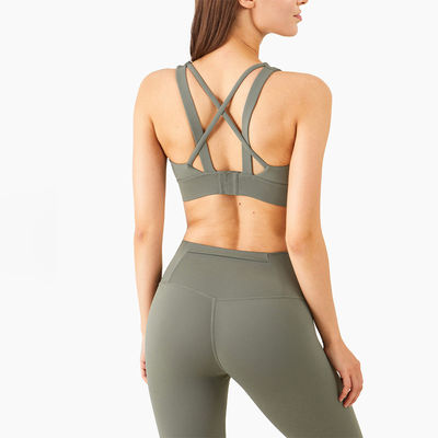 4 Colors Cross Back Padded Sexy Yoga Sports Bra Women Breathable Four Way Stretch