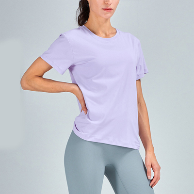 Nude Feeling Women'S Short Sleeve Yoga Tops Mesh Stitching Womens Running T Shirt