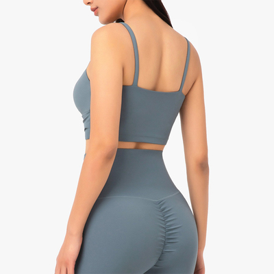 Shallow Front Criss Cross Sports Bra Women Nylon Top With Removable Pads