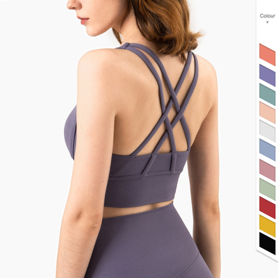 Shock Absorber Run Womens Sports Bra Nylon Naked Feeling Cross Back