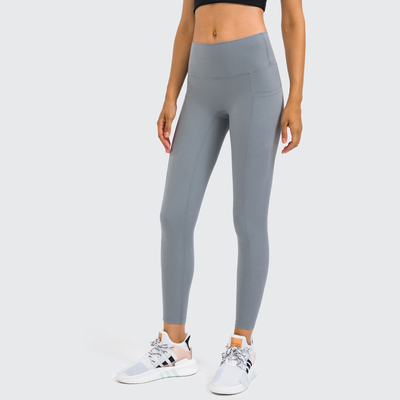 Hip Lifting High Waisted Tights Pants Nylon Women's Yoga Pants With Side Pockets